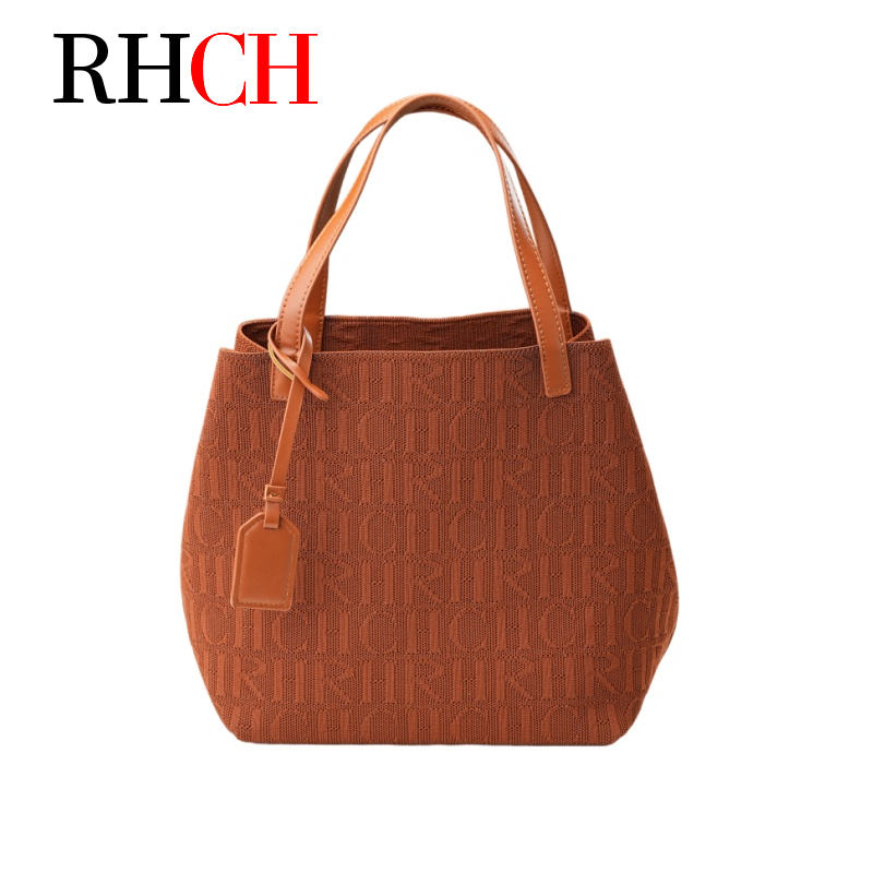 Women Bags For Office Use - Women's Embossed Letter Knit Tote Bag