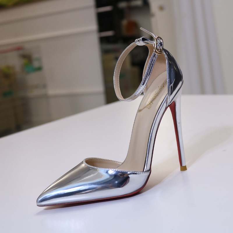 Women Bags Office - New silver striped high heels for
