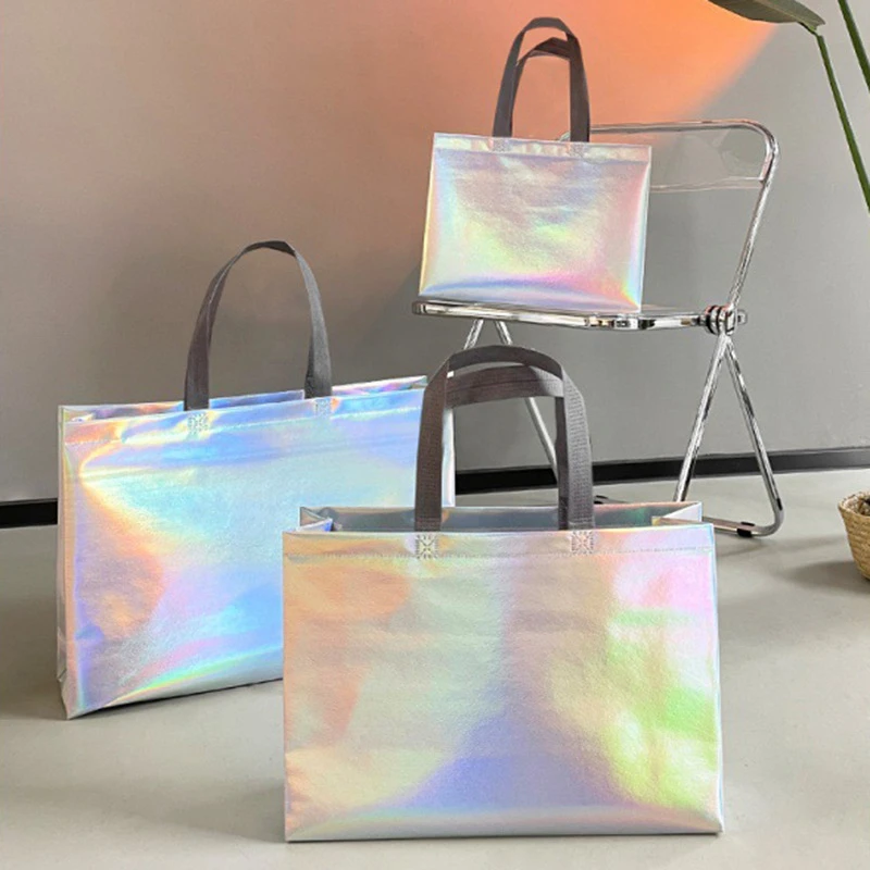 Women Bags For Eid - 10pcs Laser Non-woven Tote Shoulder Bags