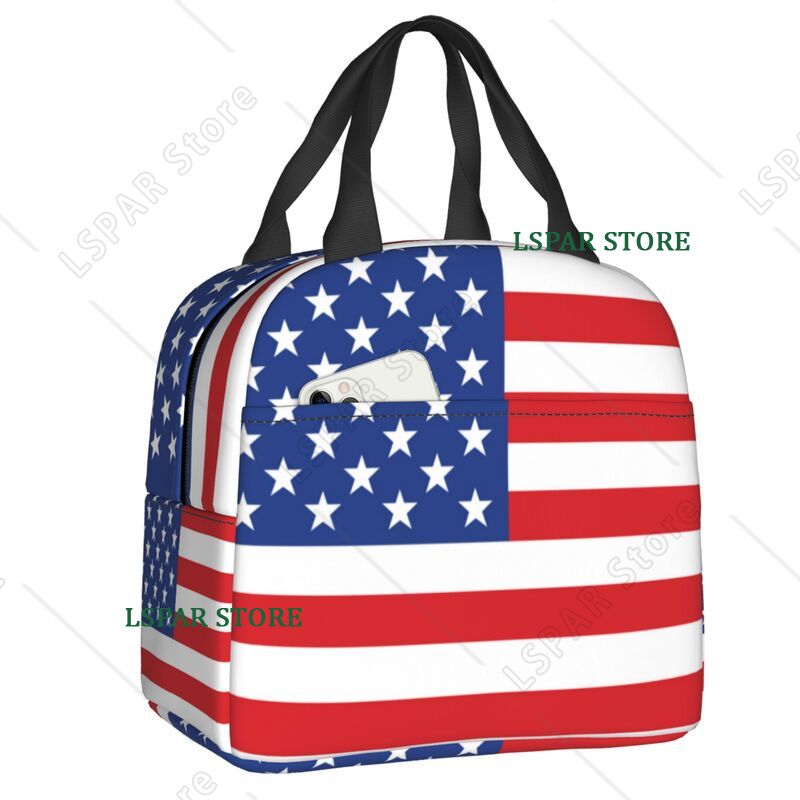 Women Bags Usa - USA American Flag Thermal Insulated Lunch