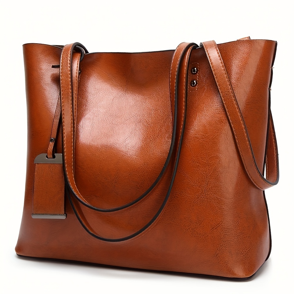 Women Bags Office - Fashionable Classic Retro Leather Women's Tote