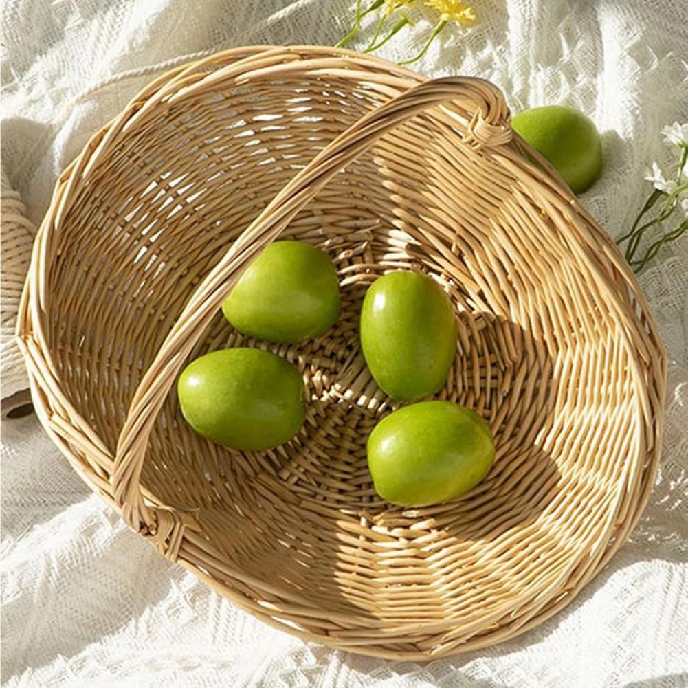 Basket Bag Wicker - Kitchen Countertop Organizer Handwoven Rattan Storage