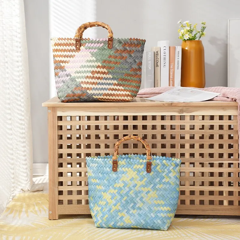 Vintage Bamboom Handle Rattan  - đánh giá và giá Basket Bag Wicker