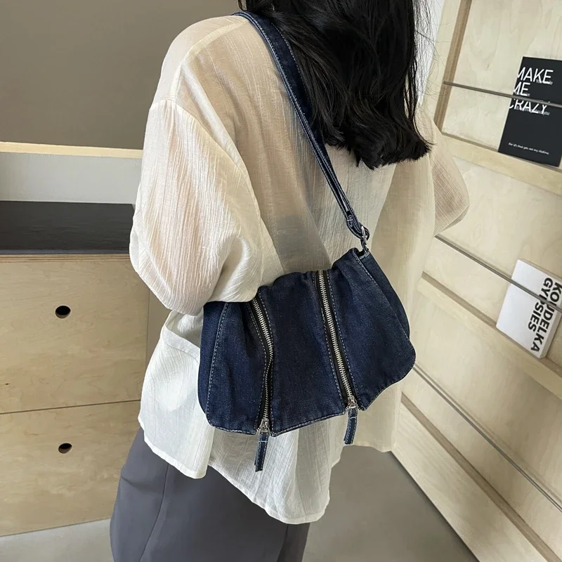 Solid Zipper Denim Versatile S - đánh giá và giá Women'S Bags New Look