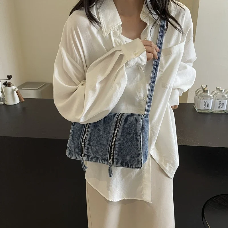 Solid Zipper Denim Versatile S - đánh giá và giá Women'S Bags New Look