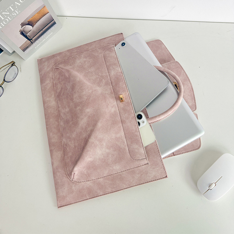 Elegant Pink PU Leather Laptop - đánh giá và giá Women Bags For Office Use