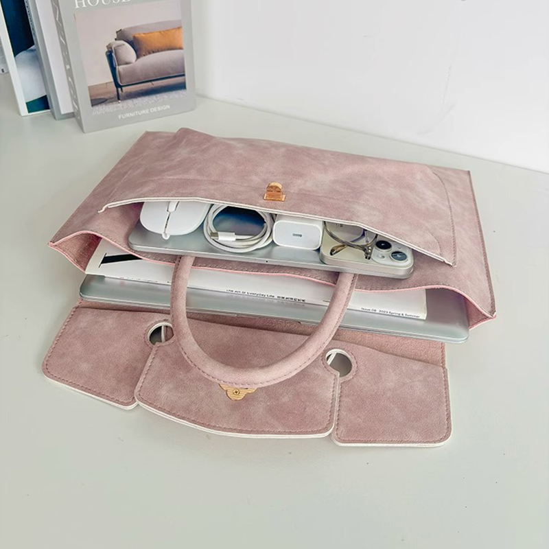 Elegant Pink PU Leather Laptop - đánh giá và giá Women Bags For Office Use