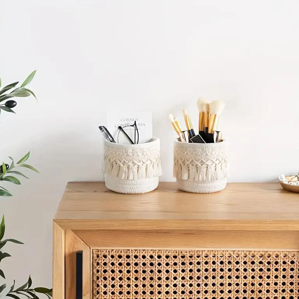 Tassels Desktop Storage Basket - đánh giá và giá Basket Bag Wicker