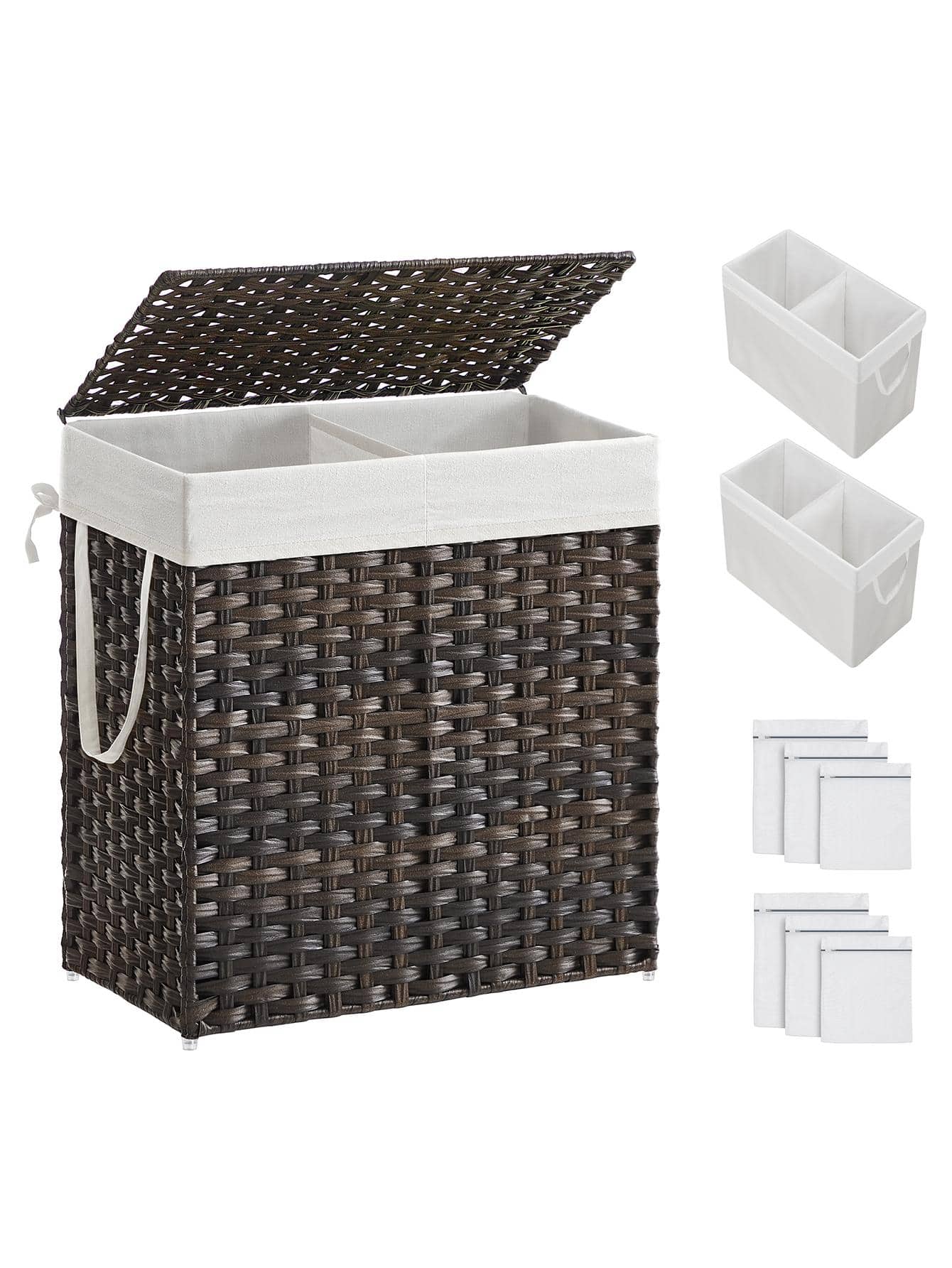 110L Double Laundry Hamper Wit - đánh giá và giá Basket Bag Wicker