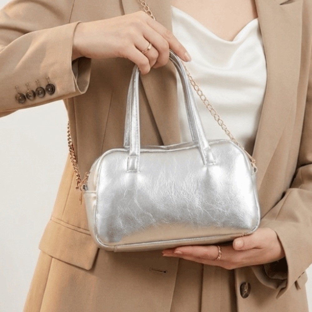 Metallic Faux Leather Boston B - đánh giá và giá Women Bags For Office Use