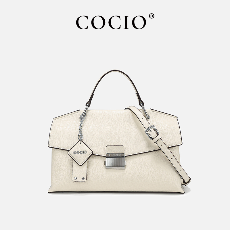 Women Off White Pebbled Leathe - đánh giá và giá Top Handle Structured