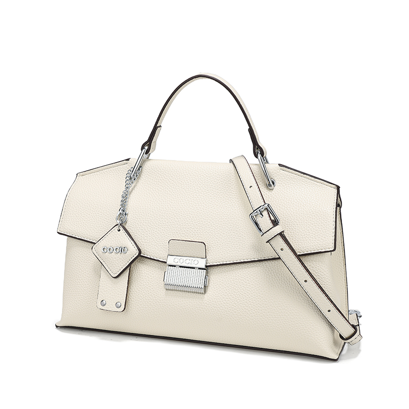 Women Off White Pebbled Leathe - đánh giá và giá Top Handle Structured