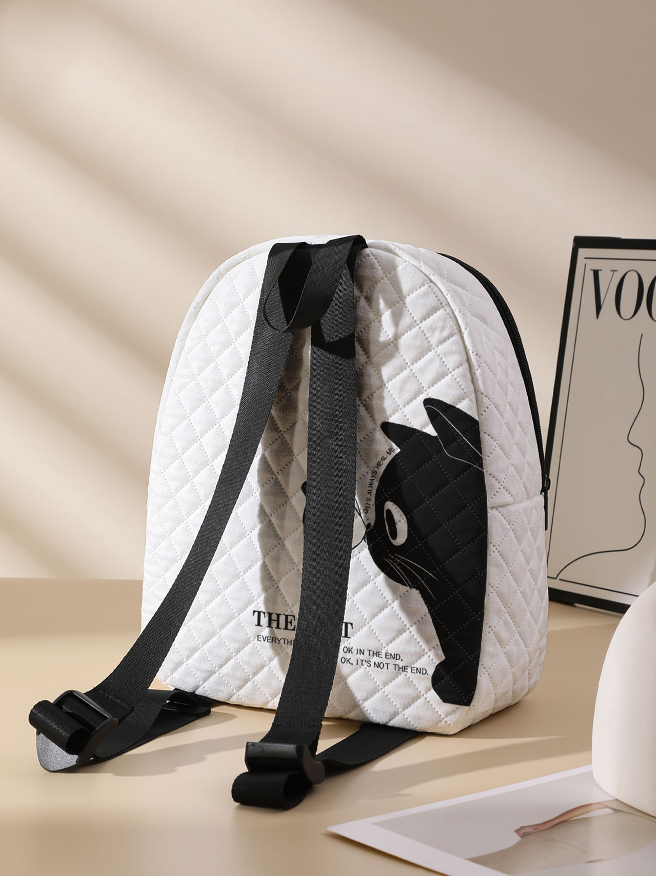 Black Cat Butterfly Print Quil - đánh giá và giá Mini Backpack Women