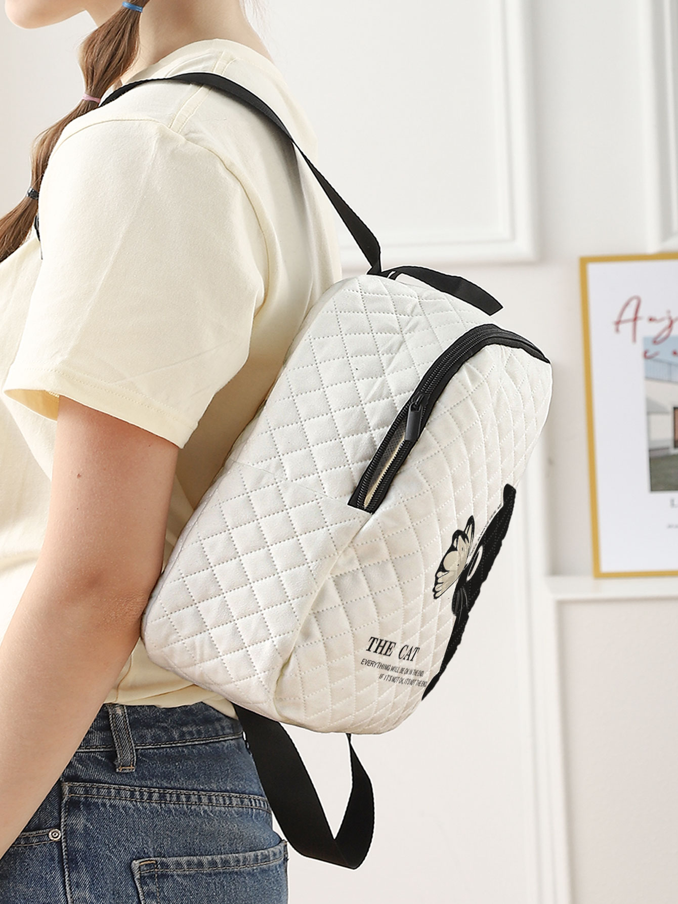 Black Cat Butterfly Print Quil - đánh giá và giá Mini Backpack Women
