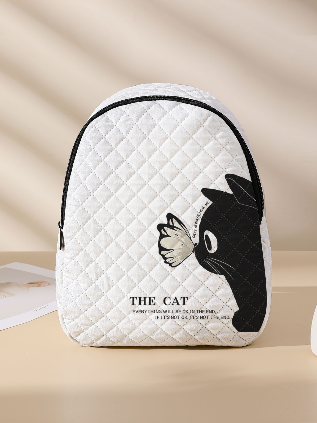Black Cat Butterfly Print Quil - đánh giá và giá Mini Backpack Women
