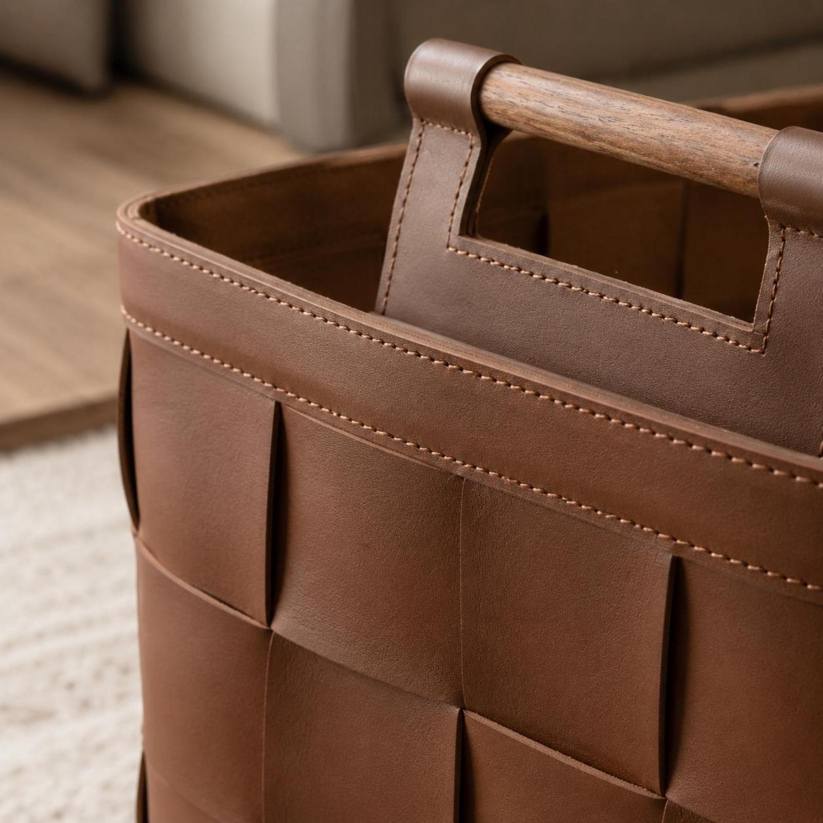 Woven Leather Basket Rigid Str - đánh giá và giá Top Handle Structured